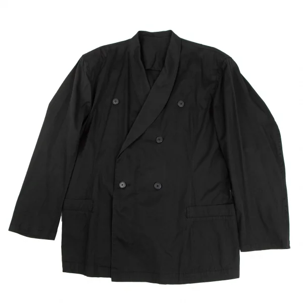 ヨウジヤマモト プールオムYohji Yamamoto POUR HOMME最初期 コットンショールカラーダブルジャケット 黒M K-118224_001