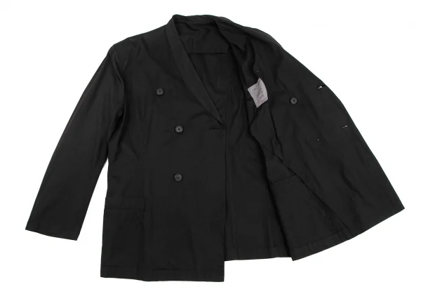 ヨウジヤマモト プールオムYohji Yamamoto POUR HOMME最初期 コットンショールカラーダブルジャケット 黒M K-118224_011