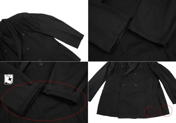 ヨウジヤマモト プールオムYohji Yamamoto POUR HOMME最初期 コットンショールカラーダブルジャケット 黒M K-118224_005