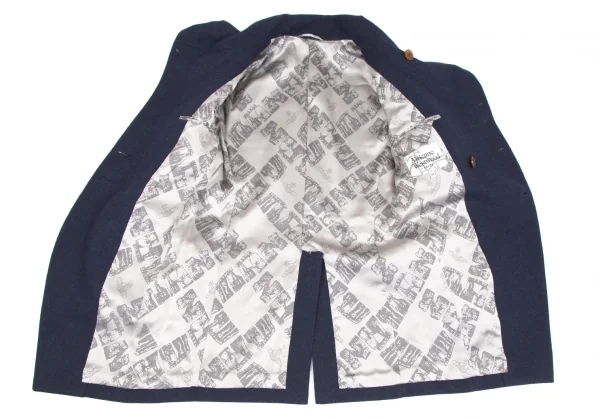 ヴィヴィアンウエストウッドマンVivienne Westwood MAN ドレープネックウールポリコート 紺44 K-118238_010