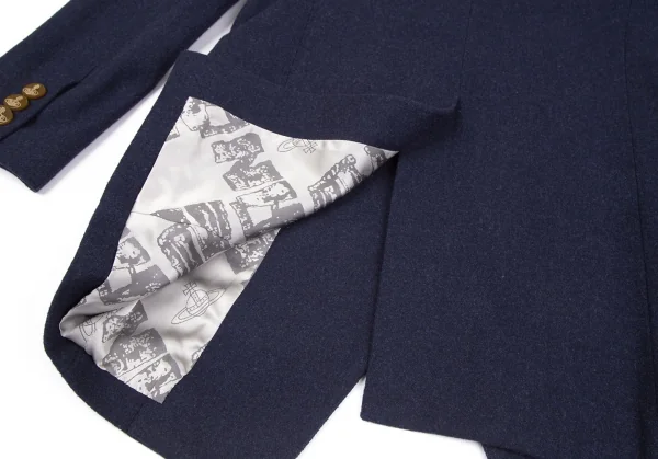 ヴィヴィアンウエストウッドマンVivienne Westwood MAN ドレープネックウールポリコート 紺44 K-118238_014