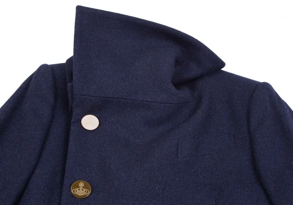 ヴィヴィアンウエストウッドマンVivienne Westwood MAN ドレープネックウールポリコート 紺44 K-118238_003