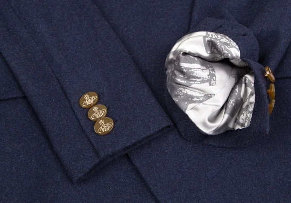 ヴィヴィアンウエストウッドマンVivienne Westwood MAN ドレープネックウールポリコート 紺44 K-118238_006