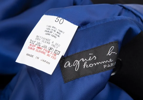 アニエスベーオムagnes b. homme ウールサージシャドーヘリンボーンナポレオンジャケット 黒50 K-118240_015