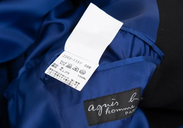 アニエスベーオムagnes b. homme ウールサージシャドーヘリンボーンナポレオンジャケット 黒50 K-118240_016