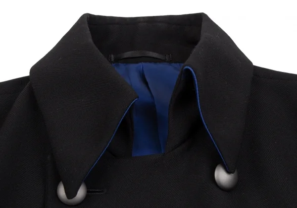 アニエスベーオムagnes b. homme ウールサージシャドーヘリンボーンナポレオンジャケット 黒50 K-118240_004