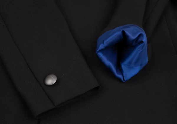 アニエスベーオムagnes b. homme ウールサージシャドーヘリンボーンナポレオンジャケット 黒50 K-118240_008