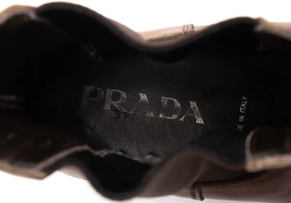プラダPRADA サイドゴアレザーブーツ ブラウン6 1/2(25位) K-118245_020