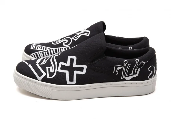 ワイズY's × FILIPE=JARDIM フィリペ・ジャルジン グラフィックロゴスリッポンスニーカー 黒白4(24cm位） K-118247_004
