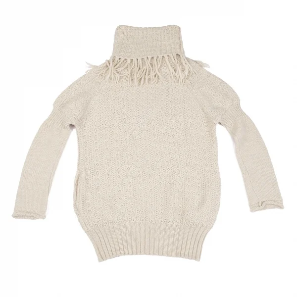 ワイズY's アルパカ混フリンジタートルネックロングニットセーター ベージュ3 K-118259_012