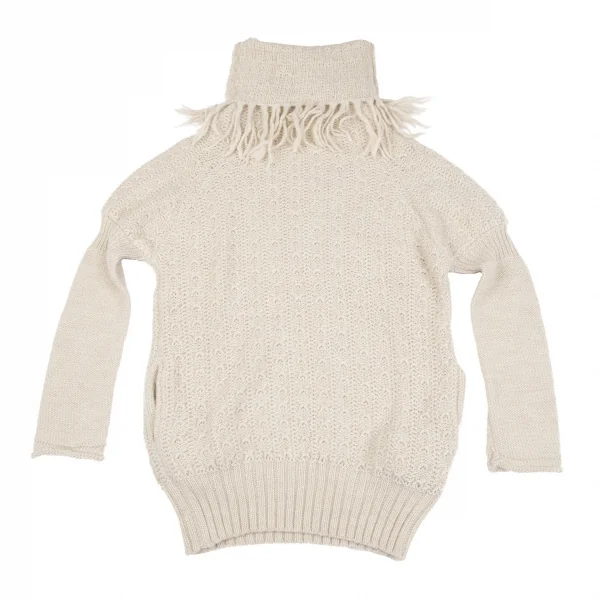 ワイズY's アルパカ混フリンジタートルネックロングニットセーター ベージュ3 K-118259_002