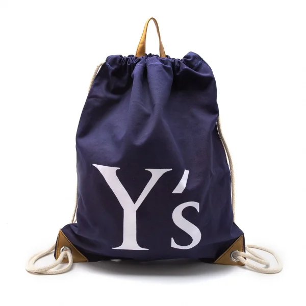 Y's Logo Printed Drawstring Bag Navy  K-118265_001