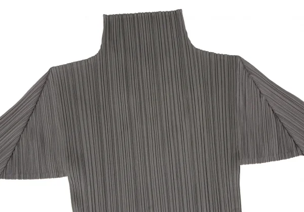 イッセイミヤケISSEY MIYAKEプリーツハイネックカットソー グレーM K-118273_003