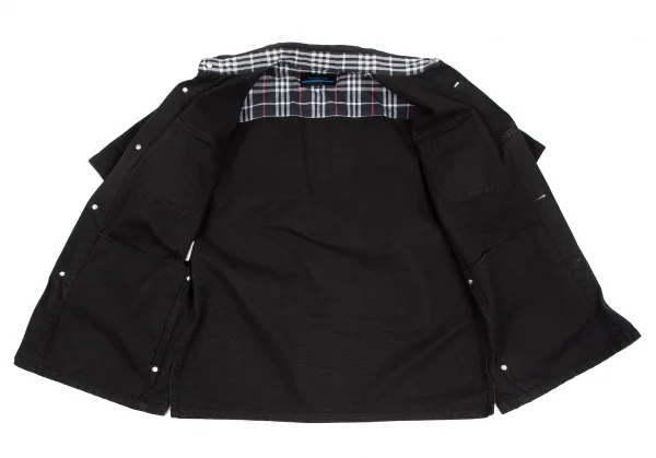 バーバリー ブラックレーベルBURBERRY BLACK LABEL コットンキャンバス半袖ジャケット 黒M K-118278_014