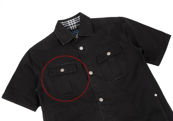 バーバリー ブラックレーベルBURBERRY BLACK LABEL コットンキャンバス半袖ジャケット 黒M K-118278_002