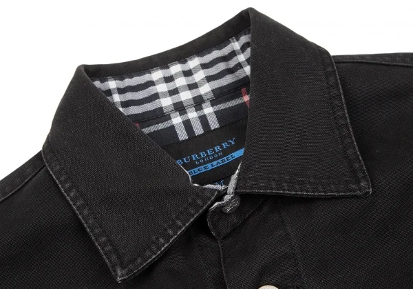 バーバリー ブラックレーベルBURBERRY BLACK LABEL コットンキャンバス半袖ジャケット 黒M K-118278_004