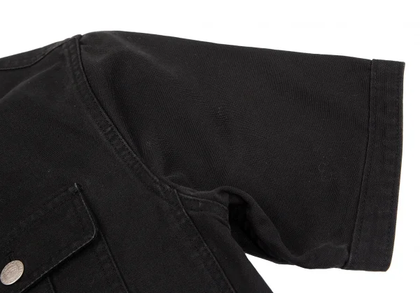 バーバリー ブラックレーベルBURBERRY BLACK LABEL コットンキャンバス半袖ジャケット 黒M K-118278_007
