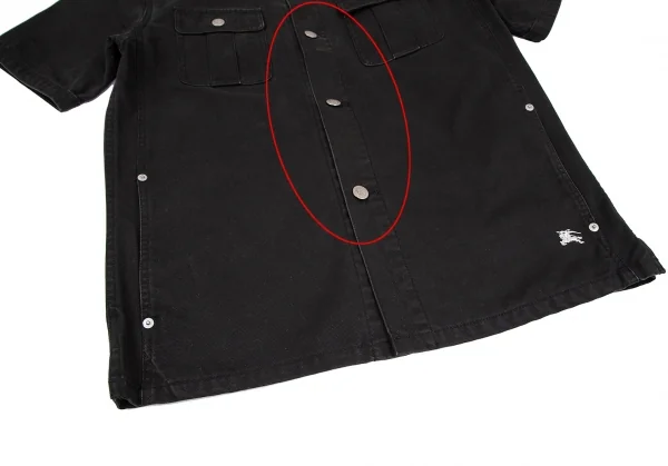 バーバリー ブラックレーベルBURBERRY BLACK LABEL コットンキャンバス半袖ジャケット 黒M K-118278_009