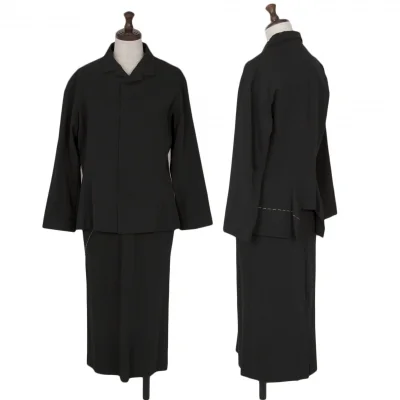 Yohji Yamamoto FEMME Wool Gabardine Stitch Jacket & Skirt