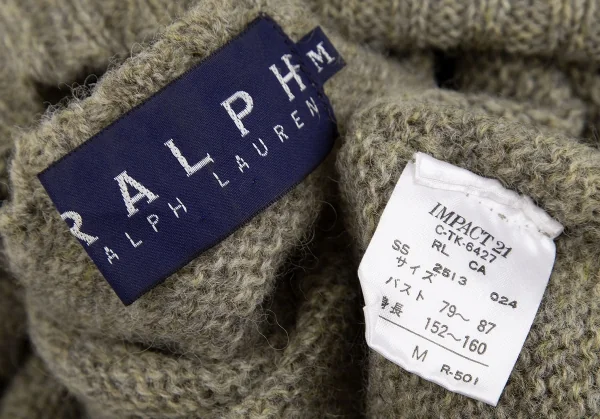 ラルフローレンRalph Lauren ウールアウトシームニットセーター カーキM K-118305_012