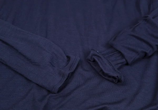 ワイズフォーリビングY's for living レーヨンシルク襟付きカットソー 紺M位 K-118341_005