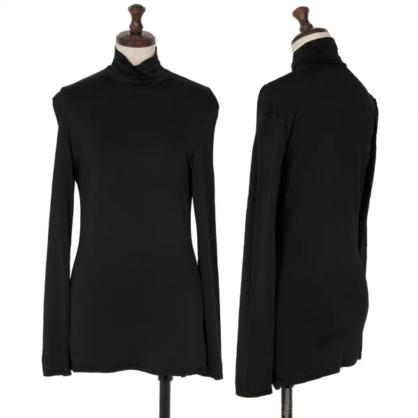 Yohji Yamamoto NOIR Rayon Stretch High Neck T Shirt Black 3 K-118349_001