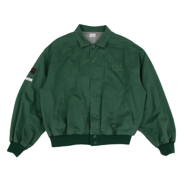 パパスPapas ロゴプリントスイングトップジャケット 緑L K-118363_001