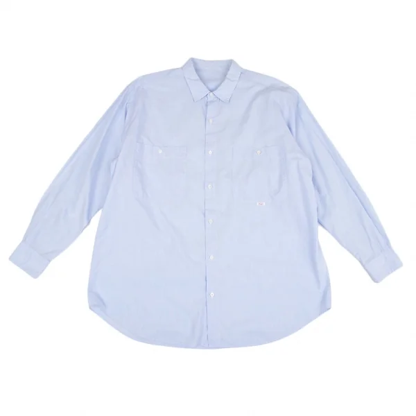 パパスPapas マイクロストライプ長袖シャツ 水色L K-118368_001