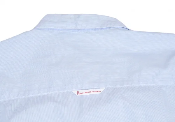 パパスPapas マイクロストライプ長袖シャツ 水色L K-118368_017