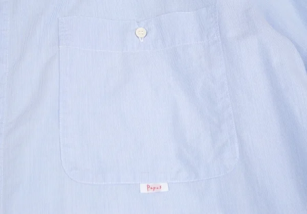 パパスPapas マイクロストライプ長袖シャツ 水色L K-118368_004