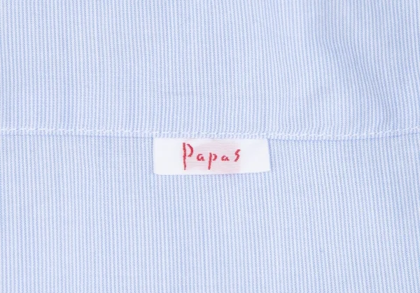 パパスPapas マイクロストライプ長袖シャツ 水色L K-118368_005