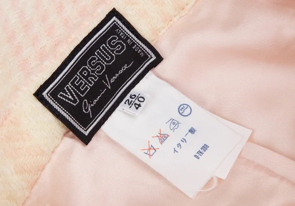 ヴェルサスVERSUS ボタンデザイン起毛チェックセットアップスーツ ピンク白26/40 K-118382_020