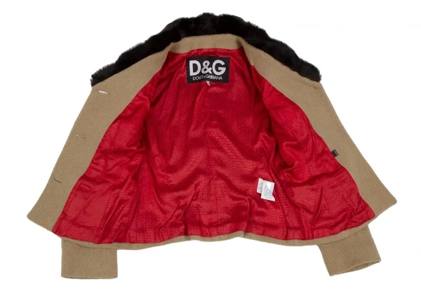 ディーアンドジーD&G ボアカラーネップウールジャケット ベージュ26/40 K-118383_010