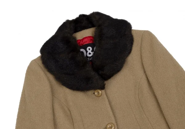 ディーアンドジーD&G ボアカラーネップウールジャケット ベージュ26/40 K-118383_003