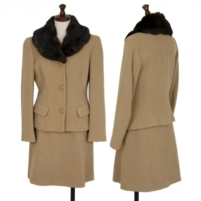 ディーアンドジーD&G ボアカラーネップウールセットアップスーツ ベージュ