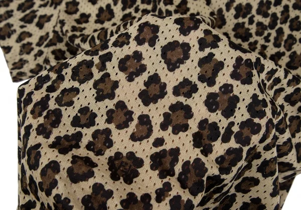 フェンディFENDI レオパードプリントメッシュTシャツ ベージュ茶黒42 K-118393_010