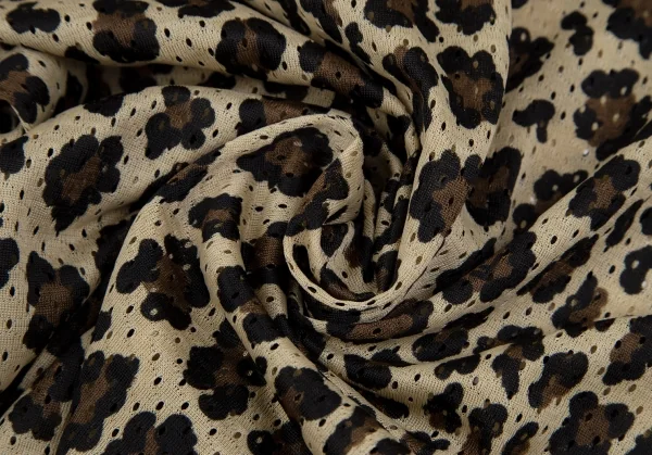 フェンディFENDI レオパードプリントメッシュTシャツ ベージュ茶黒42 K-118393_011