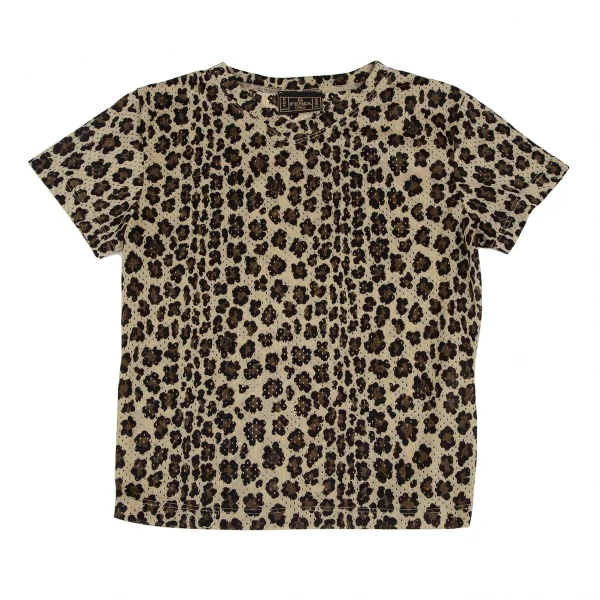 フェンディFENDI レオパードプリントメッシュTシャツ ベージュ茶黒42 K-118393_002