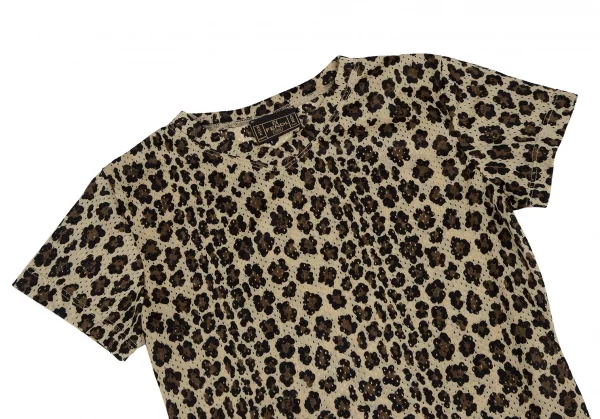 フェンディFENDI レオパードプリントメッシュTシャツ ベージュ茶黒42 K-118393_003