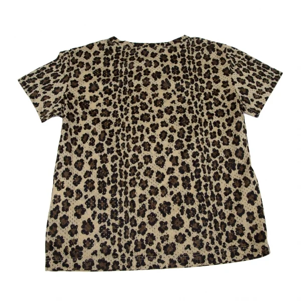 フェンディFENDI レオパードプリントメッシュTシャツ ベージュ茶黒42 K-118393_009