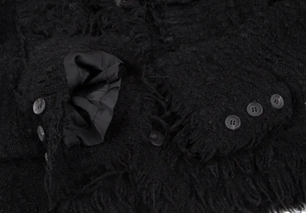 ジュンヤワタナベ コムデギャルソンJUNYA WATANABE COMME des GARCONSフリンジツイードノーカラージャケット 黒M K-118399_008