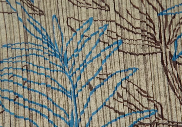 プリーツプリーズPLEATS PLEASE ボタニカルプリントハイネックカットソー ベージュ青3 K-118411_010