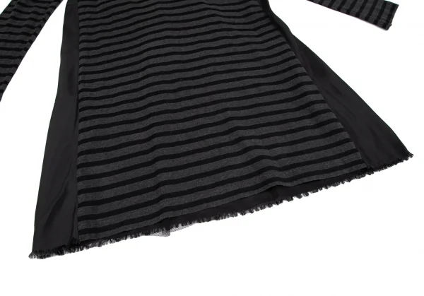 サカイラックsacai luck 切替天竺ボーダーワンピース 黒チャコールM位 K-118412_010