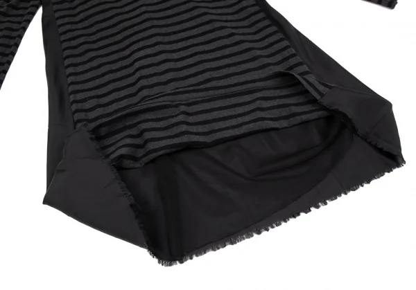 サカイラックsacai luck 切替天竺ボーダーワンピース 黒チャコールM位 K-118412_012