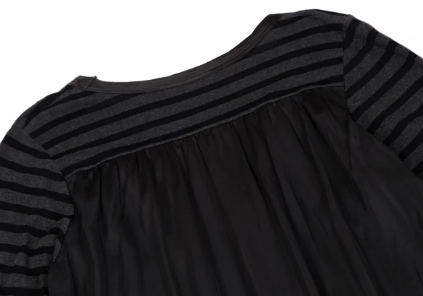 サカイラックsacai luck 切替天竺ボーダーワンピース 黒チャコールM位 K-118412_017