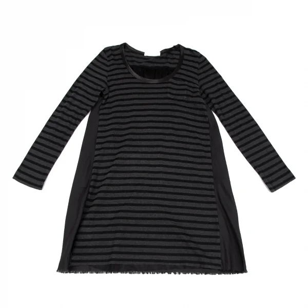 サカイラックsacai luck 切替天竺ボーダーワンピース 黒チャコールM位 K-118412_002