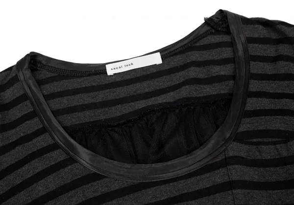 サカイラックsacai luck 切替天竺ボーダーワンピース 黒チャコールM位 K-118412_006