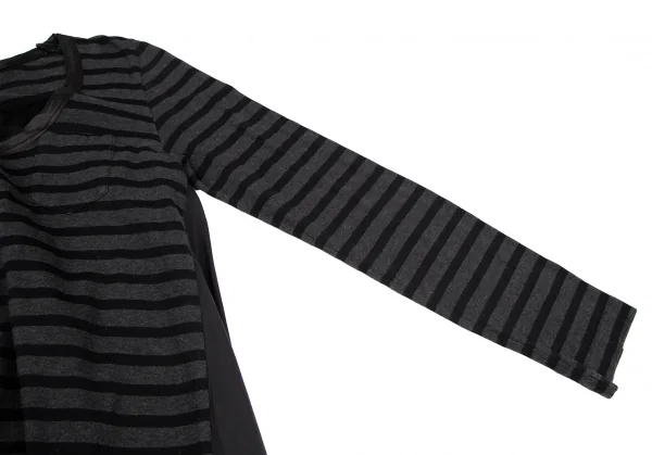 サカイラックsacai luck 切替天竺ボーダーワンピース 黒チャコールM位 K-118412_008