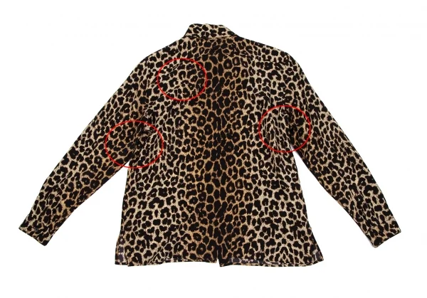 サンローラン Saint Laurent シルクレオパードボウタイシャツ 茶黒M位 K-118425_014