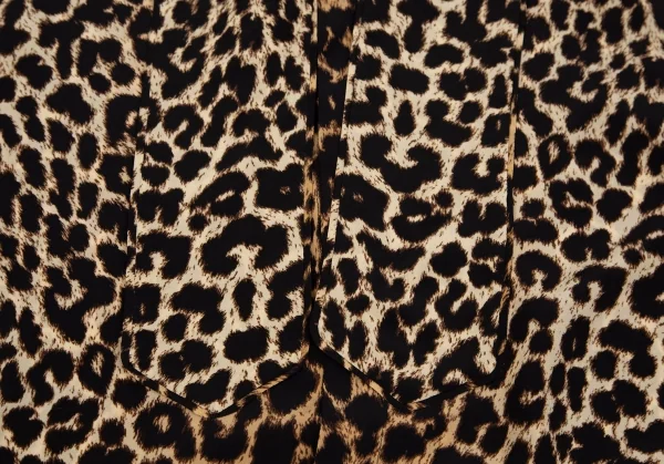 サンローラン Saint Laurent シルクレオパードボウタイシャツ 茶黒M位 K-118425_005